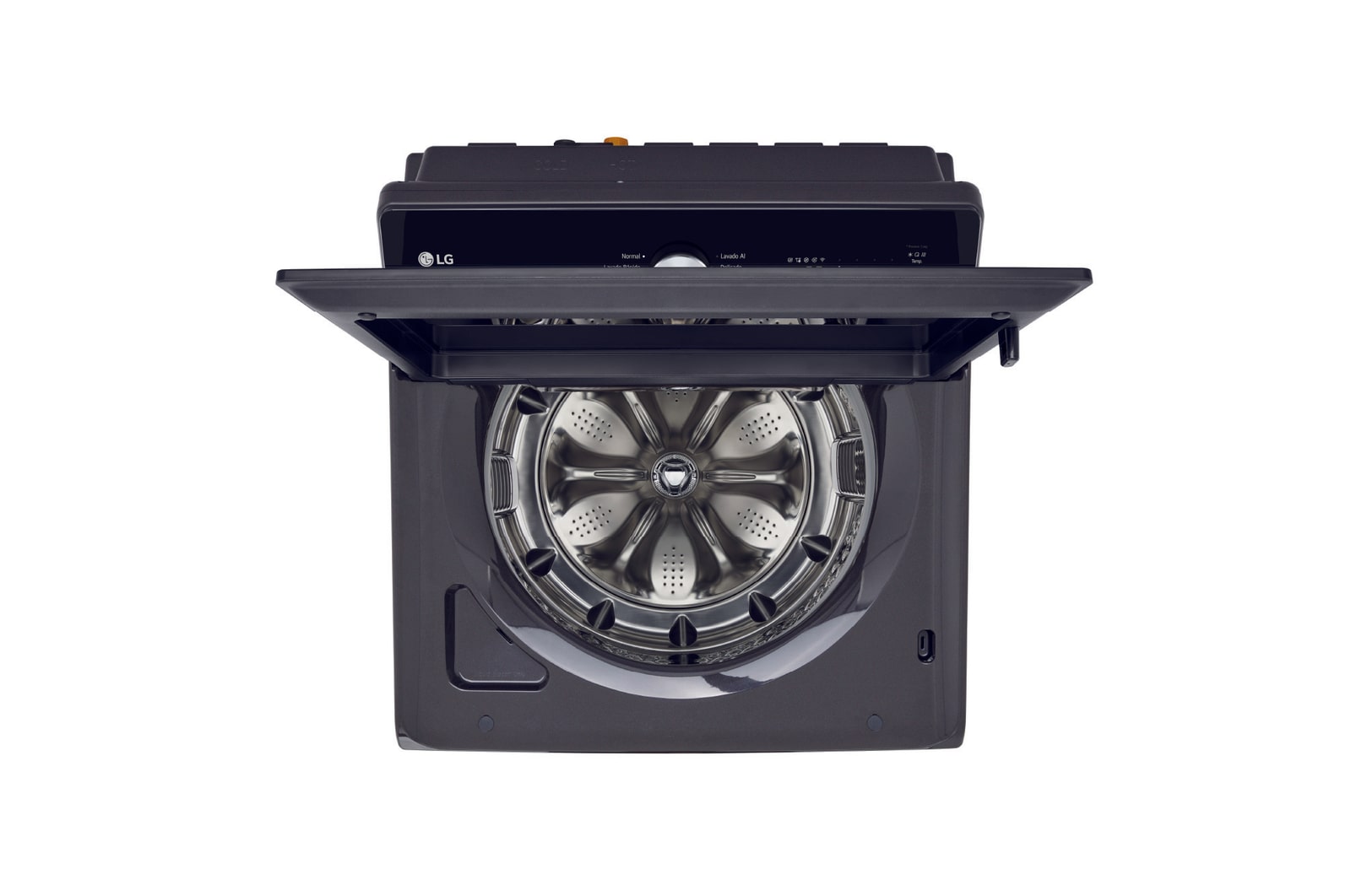 Lavadora de 23kg con AI DD™, Ciclo PetCare, ThinQ™, Lavado a Vapor y Tina de Acero Inoxidable, Platinum Black
